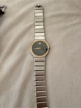 Movado Two-Tone Stainless Steel Watch with Black Dial